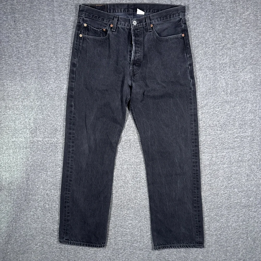Vintage Levi's 501 Jeans Mens 34x30 Black Button Fly Straight Leg Work Y2K 2000s